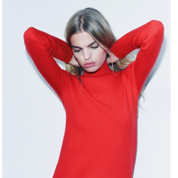 Zara High collar midi dress with long sleeves.. size Medium. - Picture 3 of 9